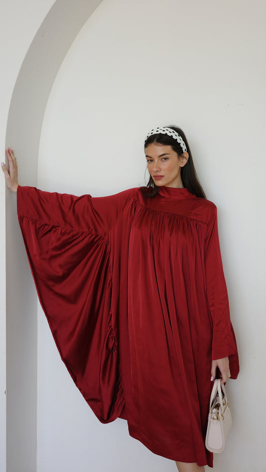 שמלת מידי אוברסייז עטלף פיור שאנל |בורדו