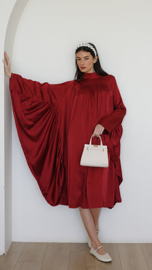 שמלת מידי אוברסייז עטלף פיור שאנל |בורדו