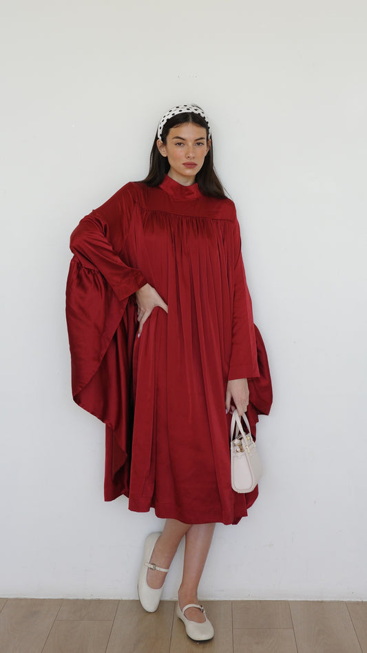 שמלת מידי אוברסייז עטלף פיור שאנל |בורדו