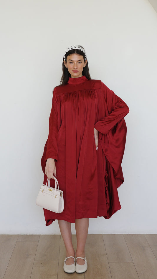 שמלת מידי אוברסייז עטלף פיור שאנל |בורדו