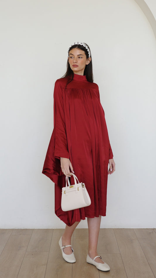 שמלת מידי אוברסייז עטלף פיור שאנל |בורדו