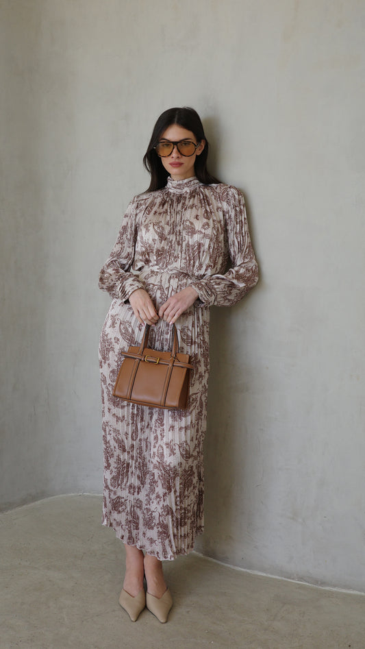 שמלת מידי פליסה קנדרה |בז