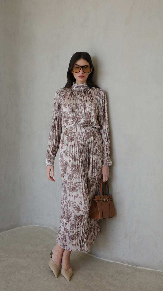 שמלת מידי פליסה קנדרה |בז