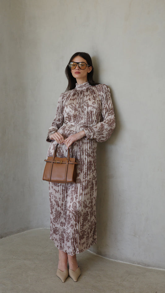 שמלת מידי פליסה קנדרה |בז