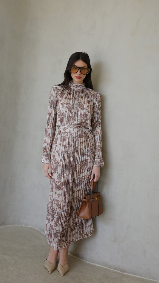 שמלת מידי פליסה קנדרה |בז