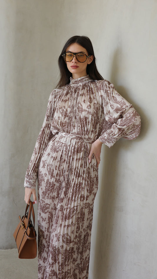 שמלת מידי פליסה קנדרה |בז