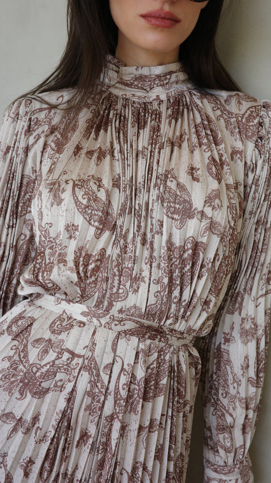 שמלת מידי פליסה קנדרה |בז