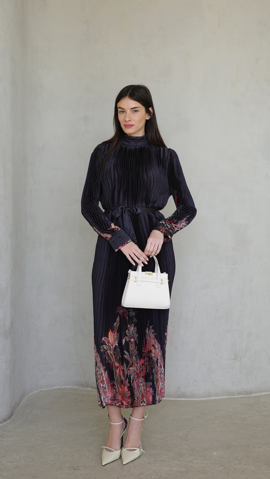 שמלת מידי פליסה קנדרה | שחור