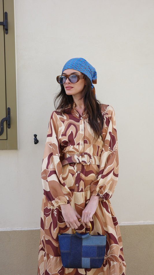 גלביה קומות כפתורים חגורה אוליביה | בז/חום