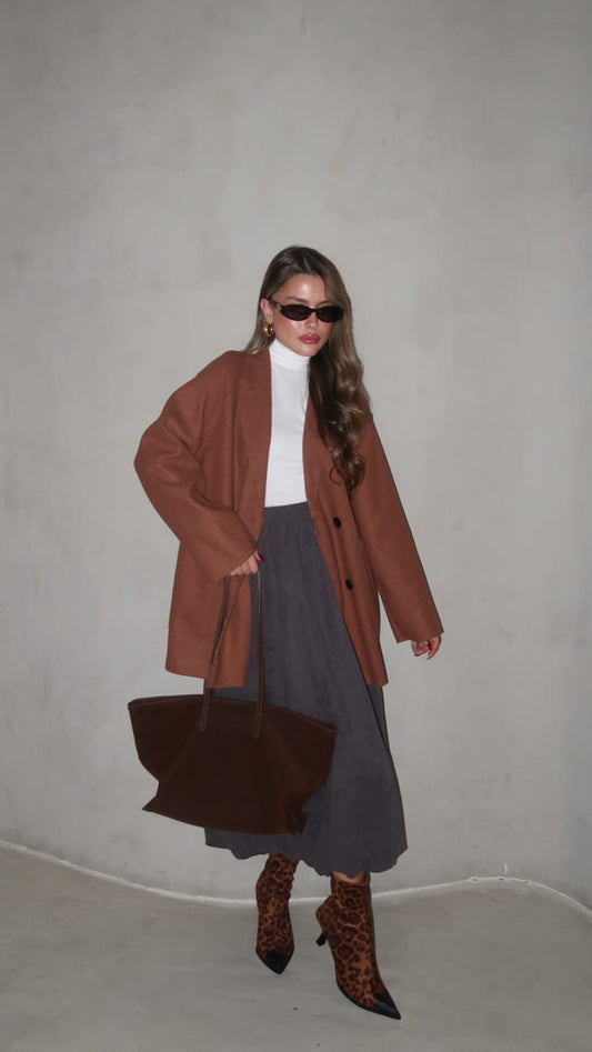 חצאית מידי פרשוט בלון | אפור