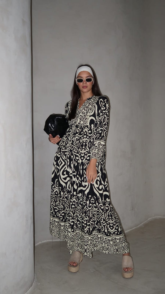 גלביה קומות כפתורים קאיה | שחור/בז