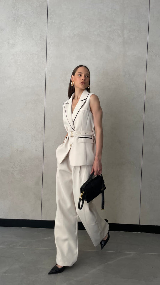 חליפת מכנס ווסט מונאקו | שמנת