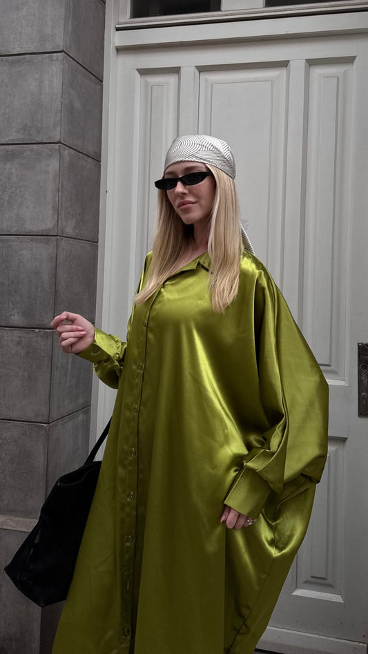 שמלת אוברסייז עטלף קנדל | ירוק