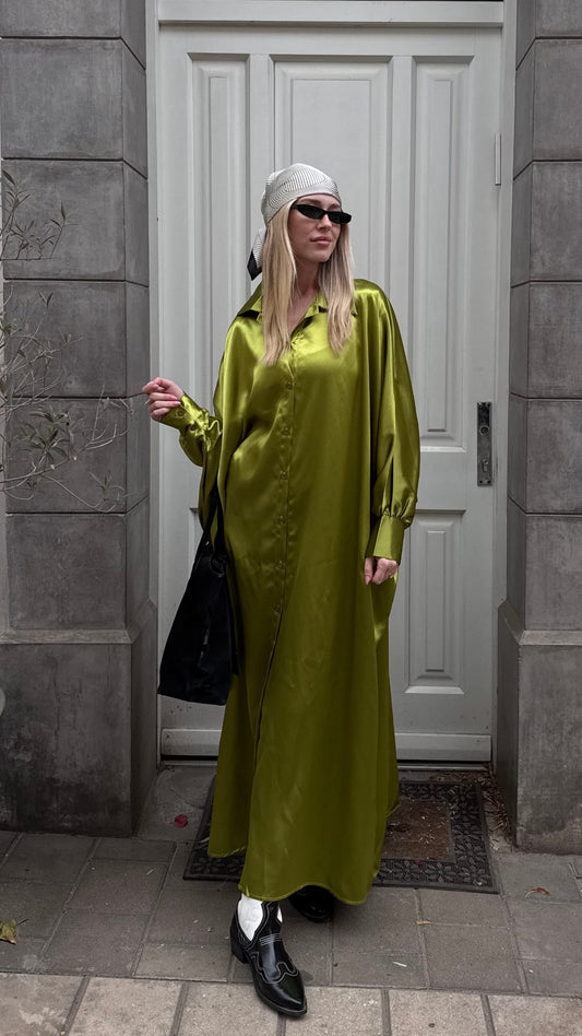 שמלת אוברסייז עטלף קנדל | ירוק