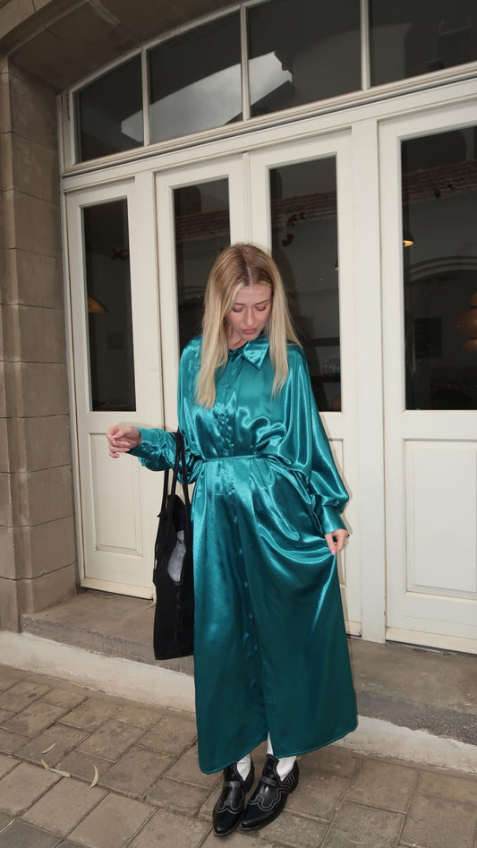 שמלת אוברסייז עטלף קנדל | טורקיז