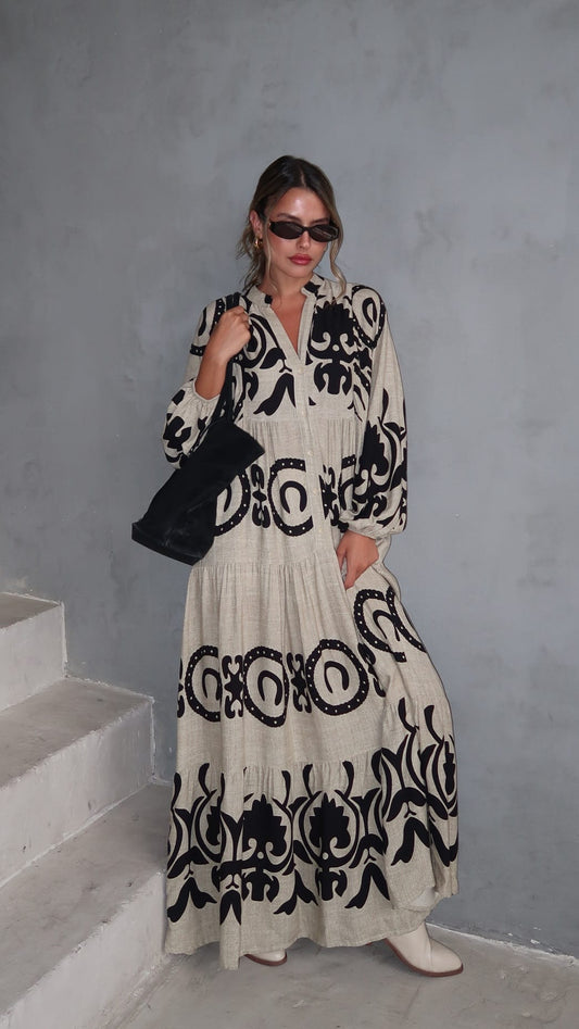 גלביה קומות כפתורים אליאנה | בז/שחור