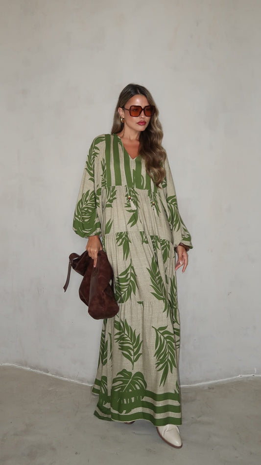 גלביה קומות פונפונים אלכסה | בז/ירוק