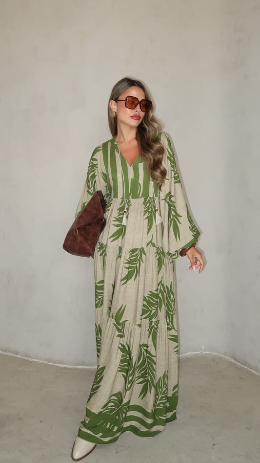 גלביה קומות פונפונים אלכסה | בז/ירוק