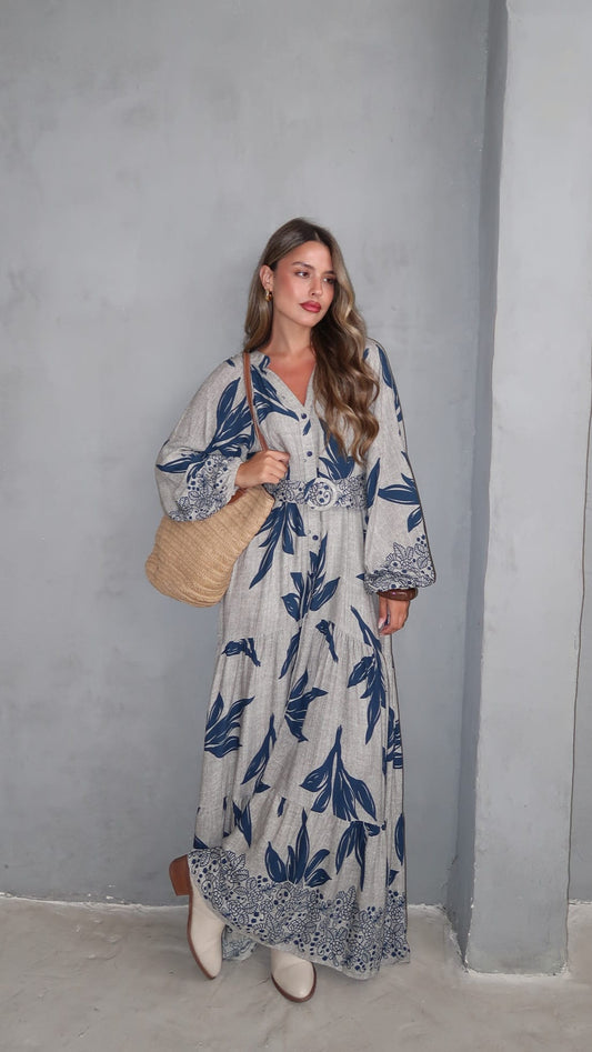 גלביה קומות חגורה טורי | בז/כחול