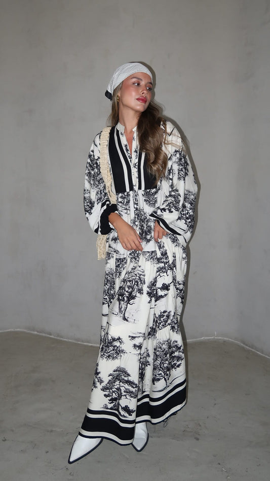 גלביה קומות כפתורים ויקטוריה | שמנת/שחור