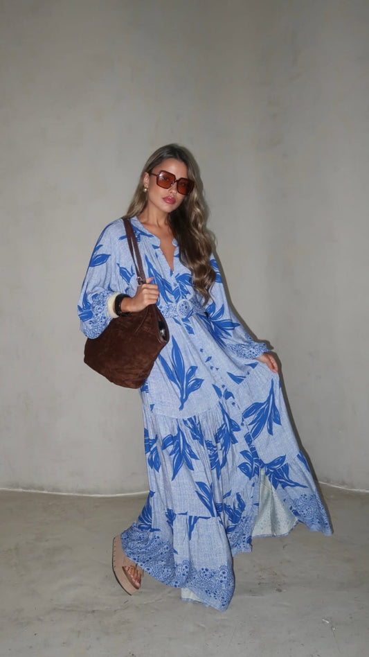 גלביה קומות חגורה טורי | כחול מלנז