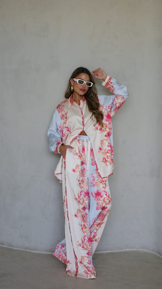 חליפת מכנס סנטה ברברה | בז/תכלת