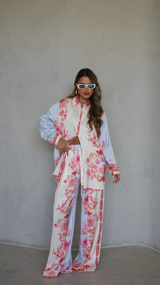 חליפת מכנס סנטה ברברה | בז/תכלת