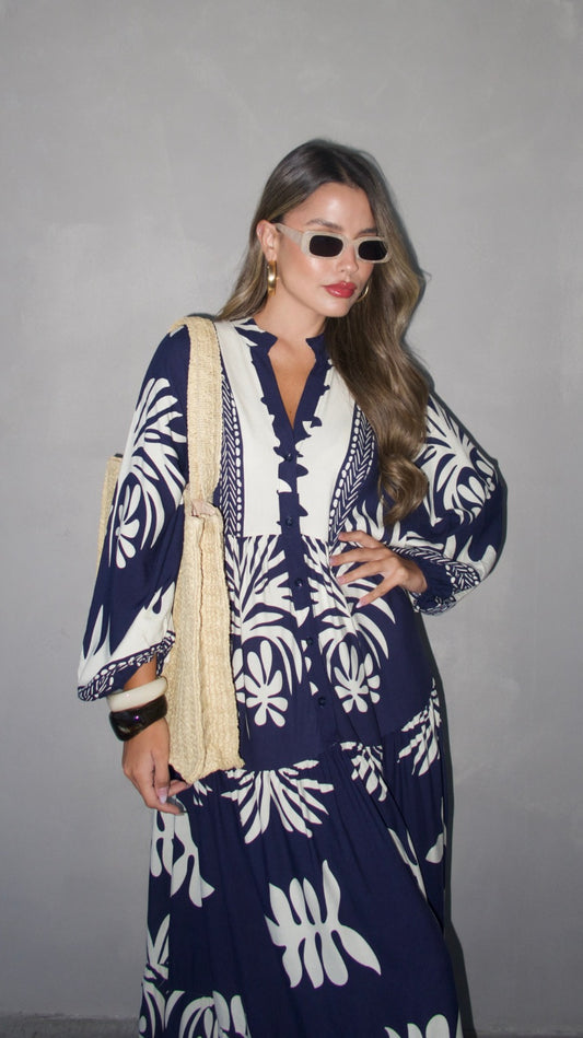 גלביה קומות כפתורים ברנדה | כחול