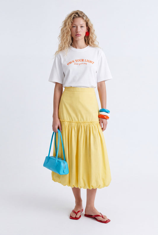 ÉLOISE BALLOON MIDI SKIRT - צהוב חמאה