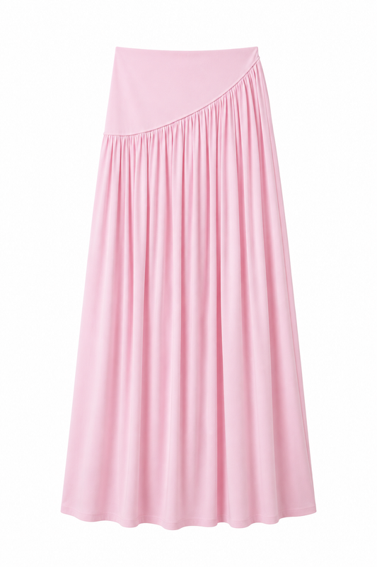 ÉLARA GATHERED MAXI SKIRT- ורוד
