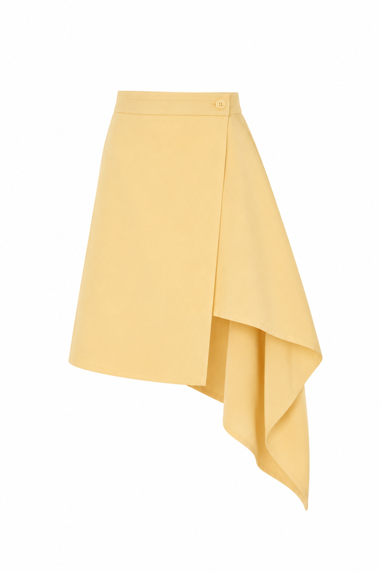 Asymmetric Wrap Skirt - Golden Beige