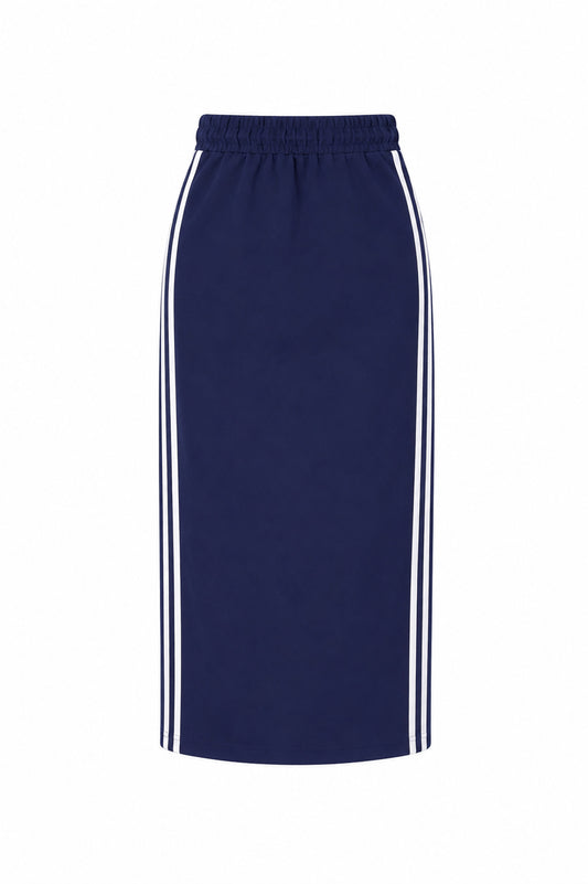 Sport Chic Cotton Midi Skirt – navy blue