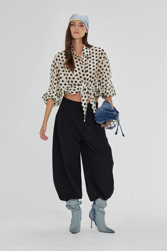 מכנסי בלון מחויט סוהו | שחור