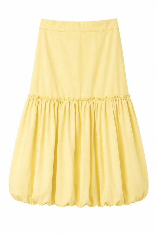 ÉLOISE BALLOON MIDI SKIRT - צהוב חמאה