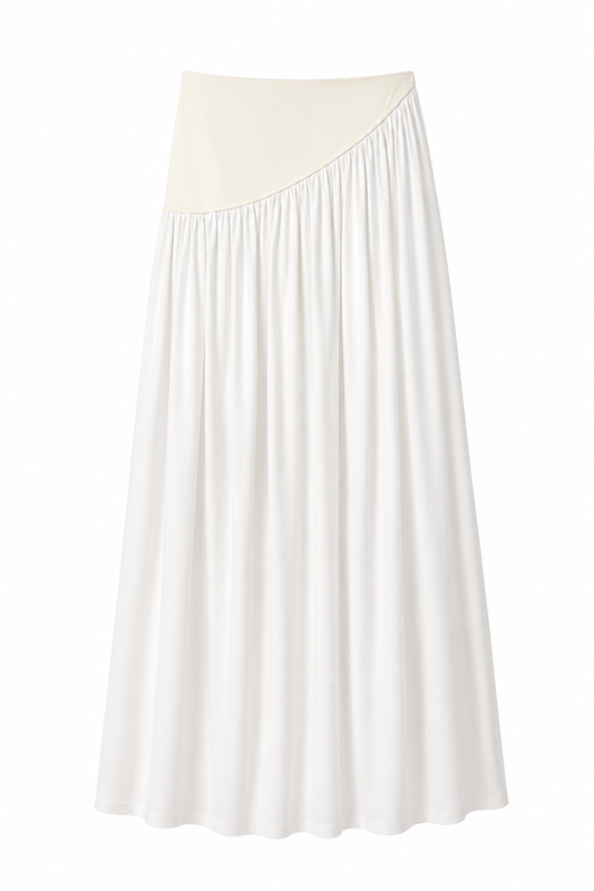 ÉLARA GATHERED MAXI SKIRT- לבן