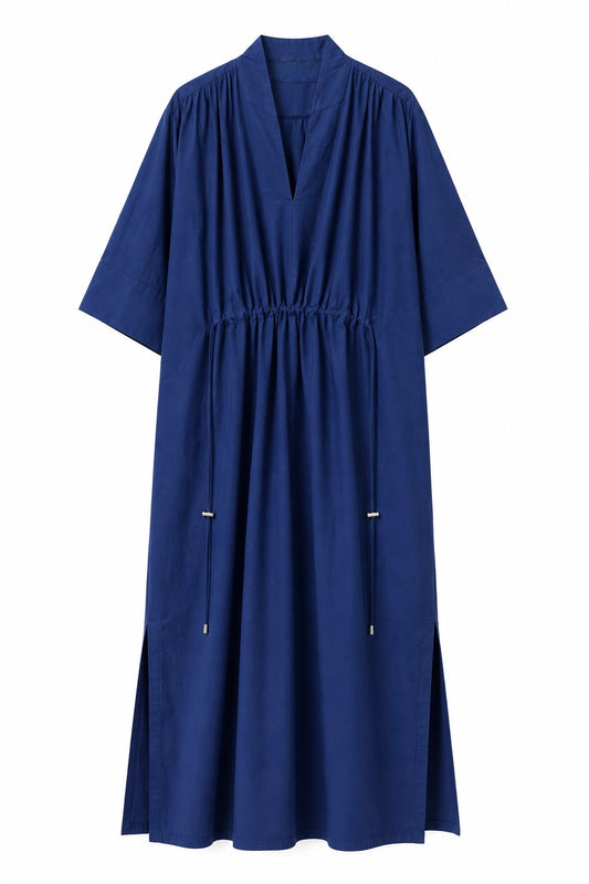 AURELIA CINCHED MIDI DRESS - כחול נייבי