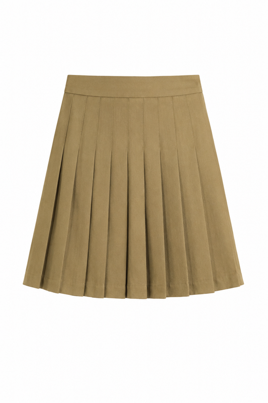 Pleated Cotton Tennis Skirt – Khaki