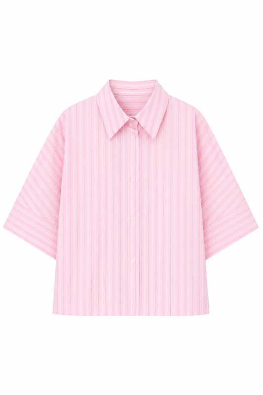 Monroe Oversized Batwing Stripe Shirt –pink