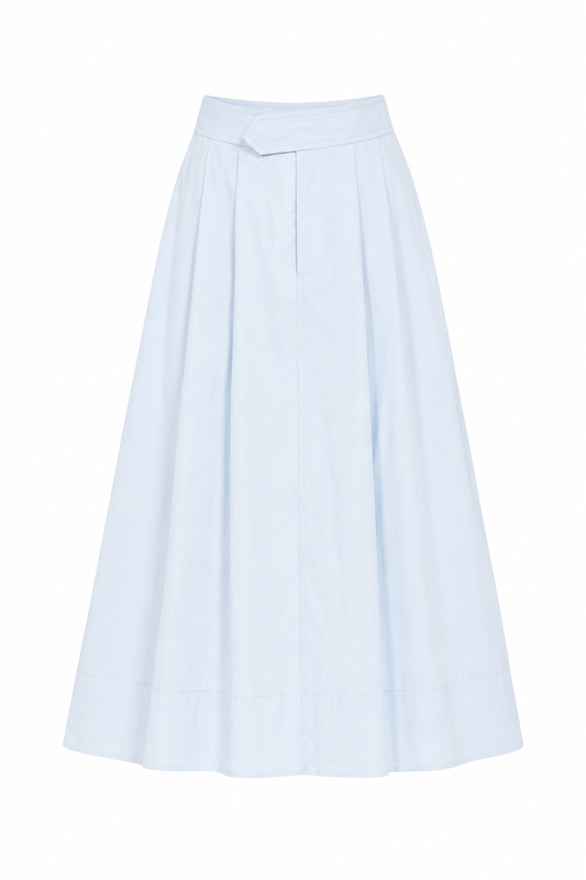 Classic Cotton A-Line Midi Skirt – Baby Blue