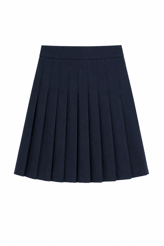Pleated Cotton Tennis Skirt – Navy Blue