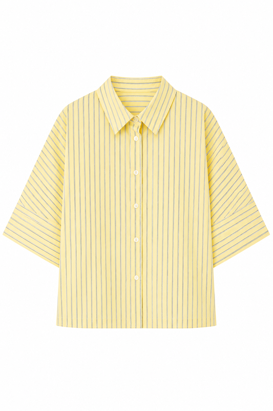 Monroe Oversized Batwing Stripe Shirt –Yellow