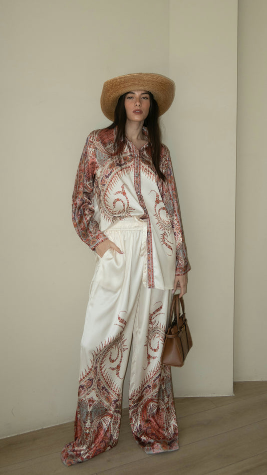 חליפת מכנס מלאניה | שמנת