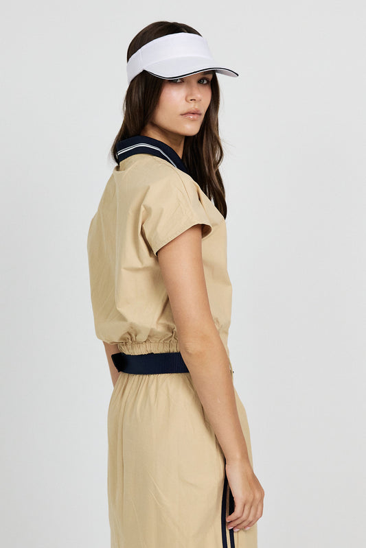 Sport Chic Cotton Crop Shirt – Khaki