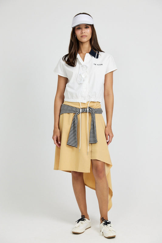 Asymmetric Wrap Skirt - Golden Beige