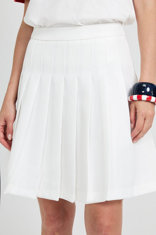 Pleated Cotton Tennis Skirt – White