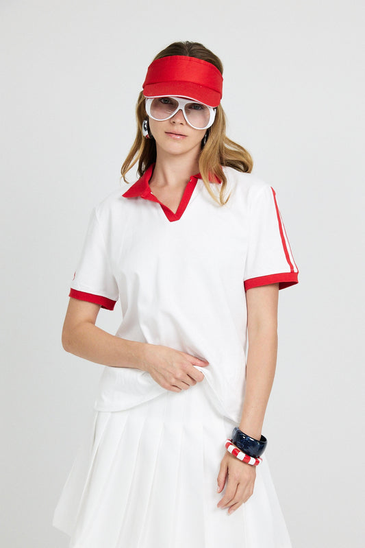 Pleated Cotton Tennis Skirt – White