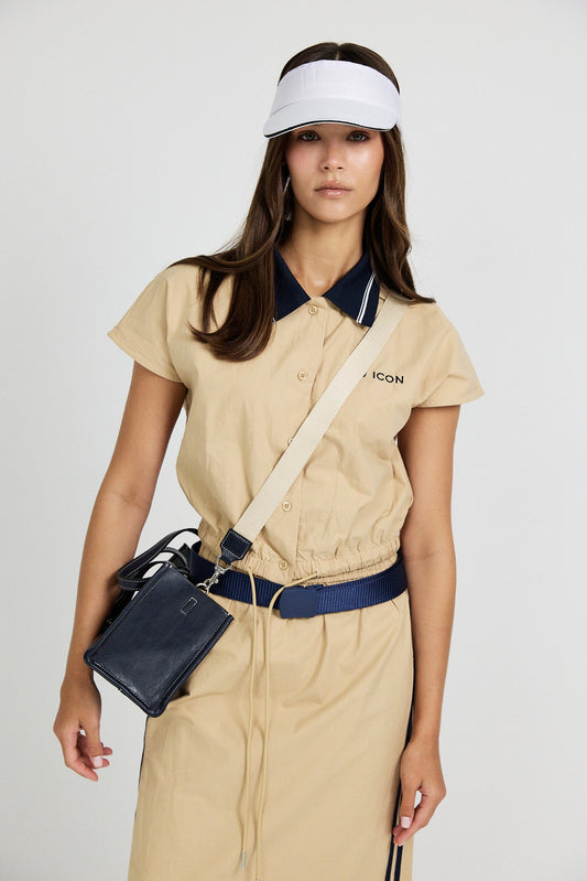 Sport Chic Cotton Crop Shirt – Khaki