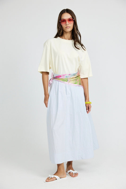 Classic Cotton A-Line Midi Skirt – Baby Blue
