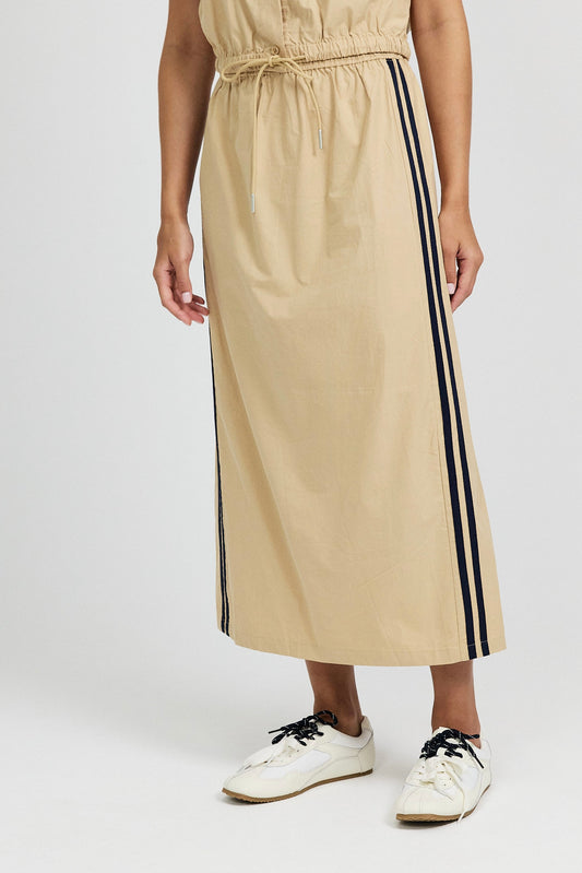 Sport Chic Cotton Midi Skirt – Khaki