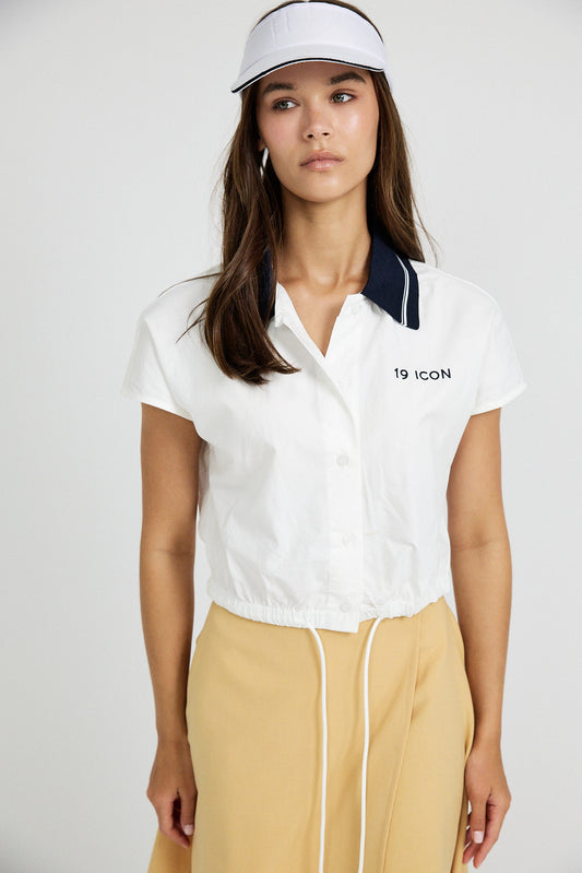 Sport Chic Cotton Crop Shirt – white|white